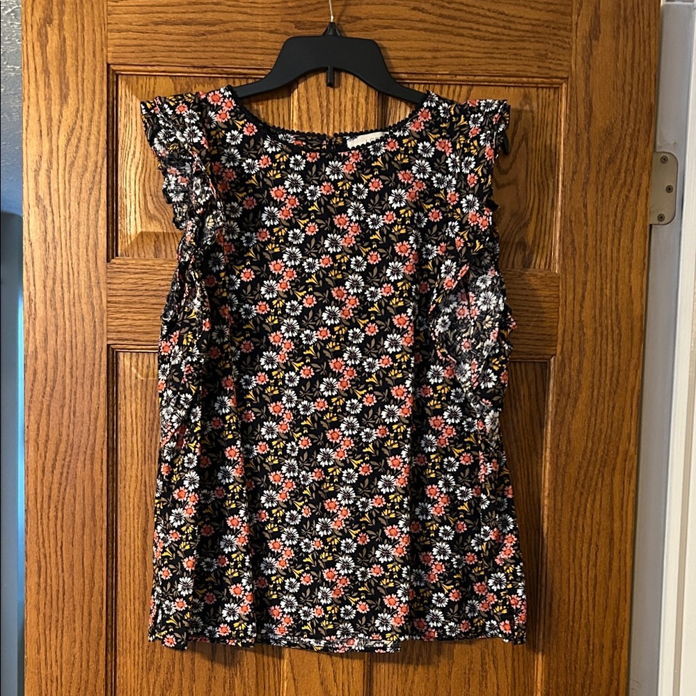 LOFT Floral Lace Trim Top